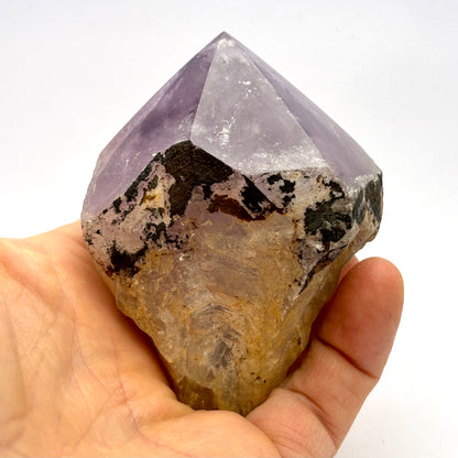 Amethystspitze, natürliche Basis, polierte Oberseite 10 cm