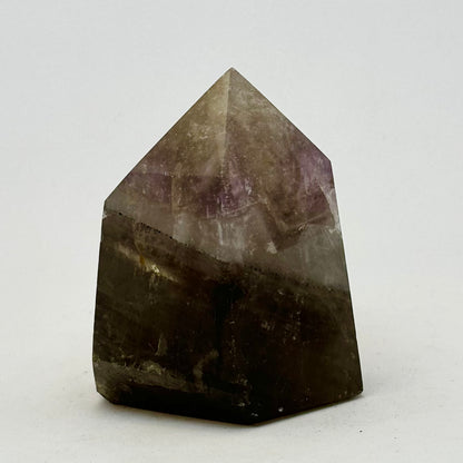 Smoky Quartz med Ametist fantomspets polerad topp - 6 cm