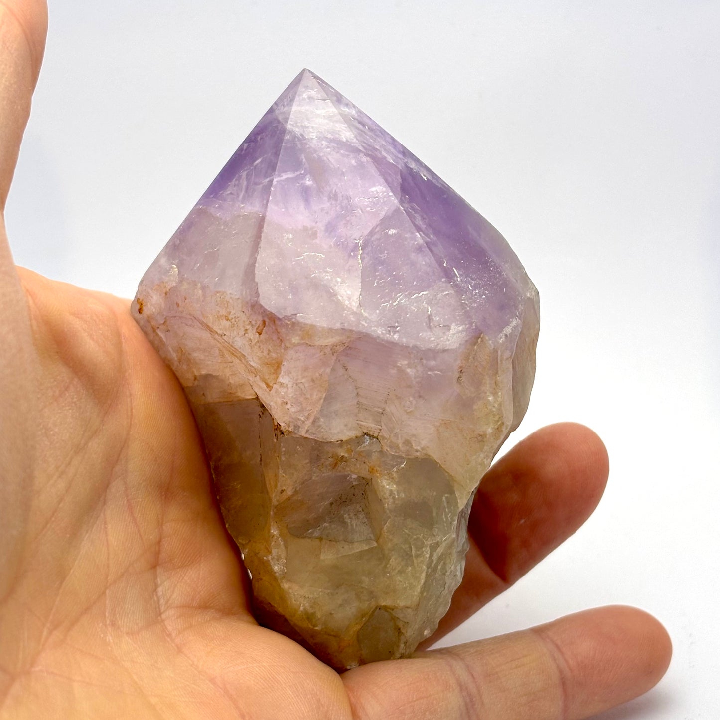 Amethystspitze, natürliche Basis, polierte Oberseite 10 cm Amethystspitze, natürliche Basis, polierte Oberseite 10 cm