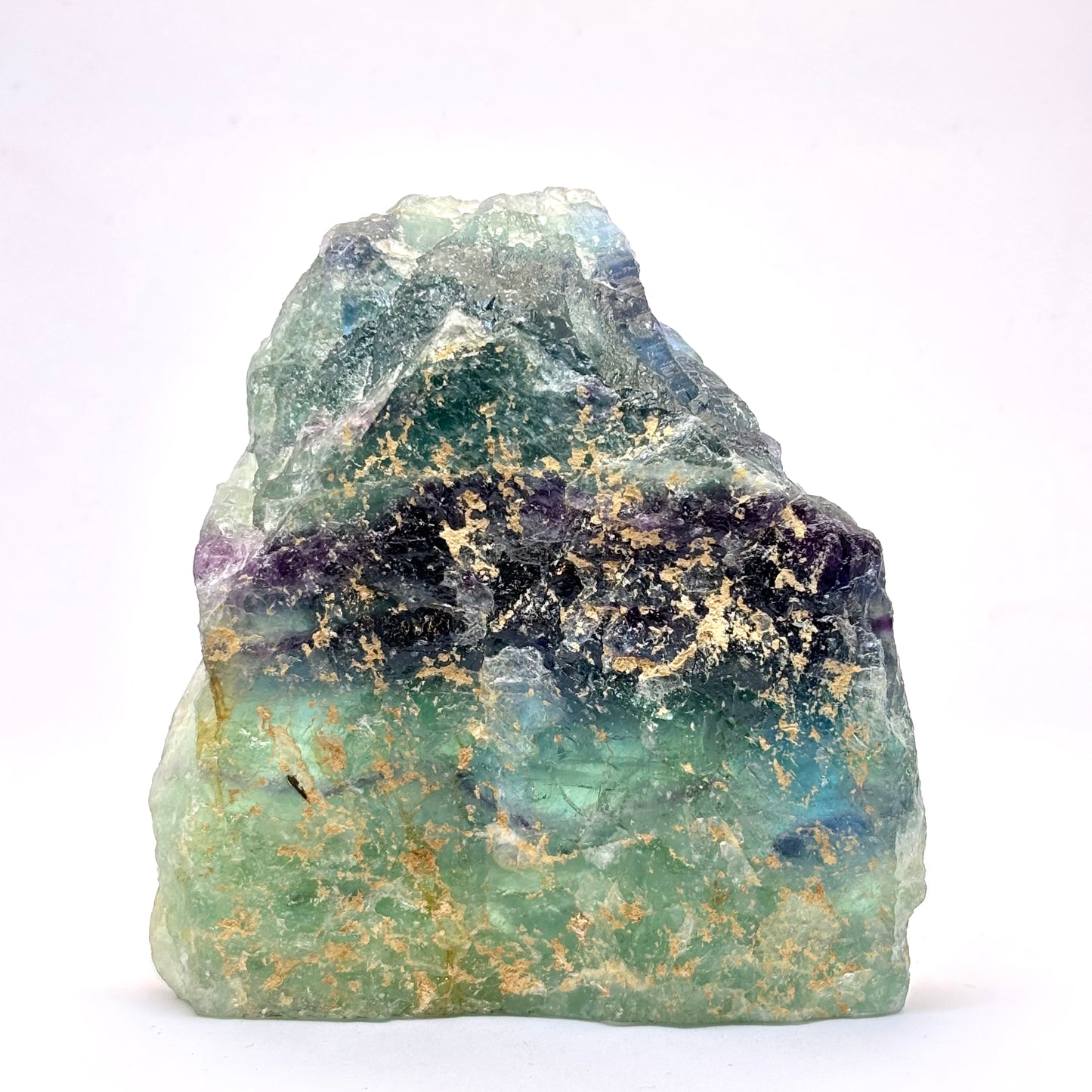 Rainbow fluorite mountain, ena sidan polerad - 10,5 cm Rainbow fluorite mountain, ena sidan polerad - 10,5 cm