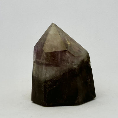 Smoky Quartz med Ametist fantomspets polerad topp - 6 cm