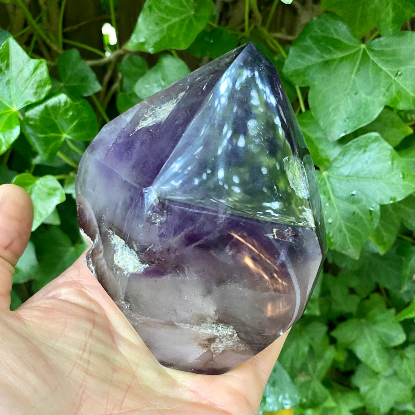 Amethyst-Doppelbegriff. polierte Spitze 13 cm Amethyst-Doppelbegriff. polierte Spitze 13 cm