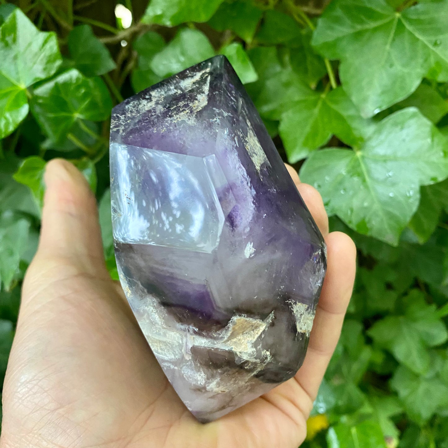 Amethyst-Doppelbegriff. polierte Spitze 13 cm Amethyst-Doppelbegriff. polierte Spitze 13 cm