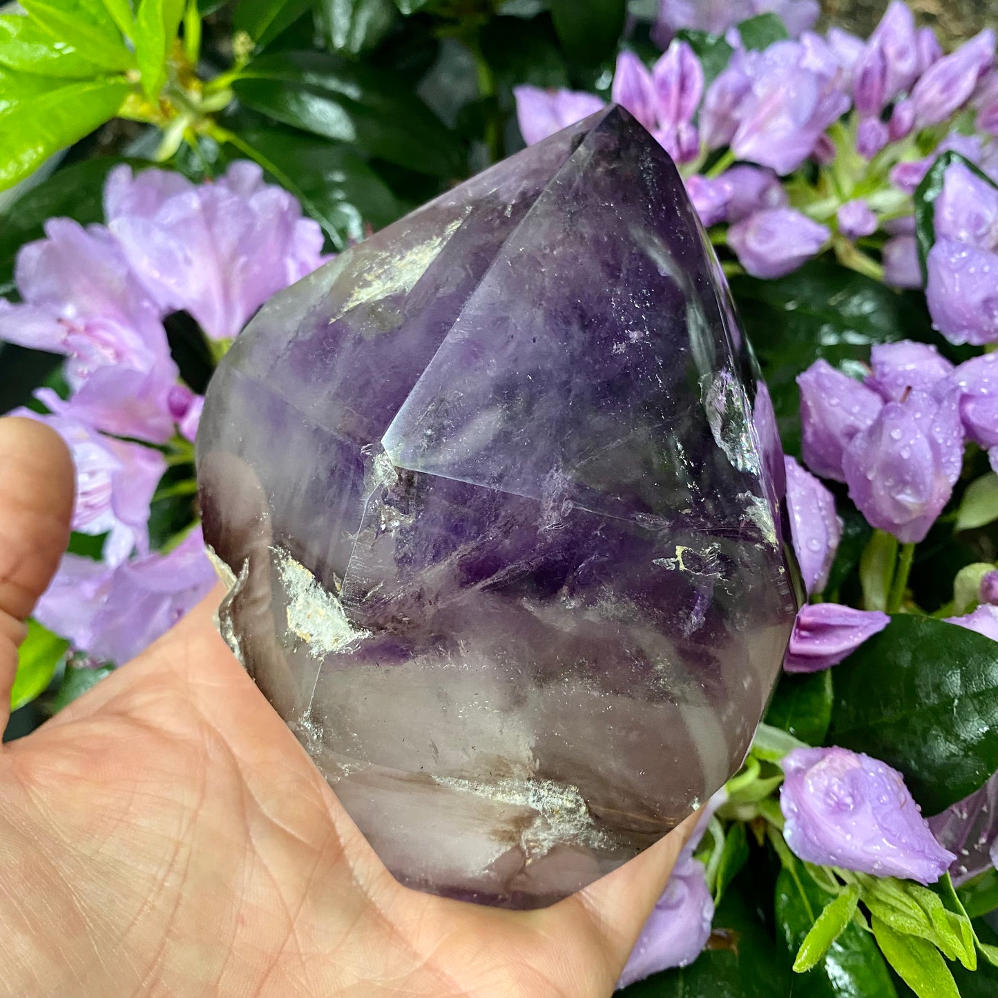 Amethyst-Doppelbegriff. polierte Spitze 13 cm Amethyst-Doppelbegriff. polierte Spitze 13 cm