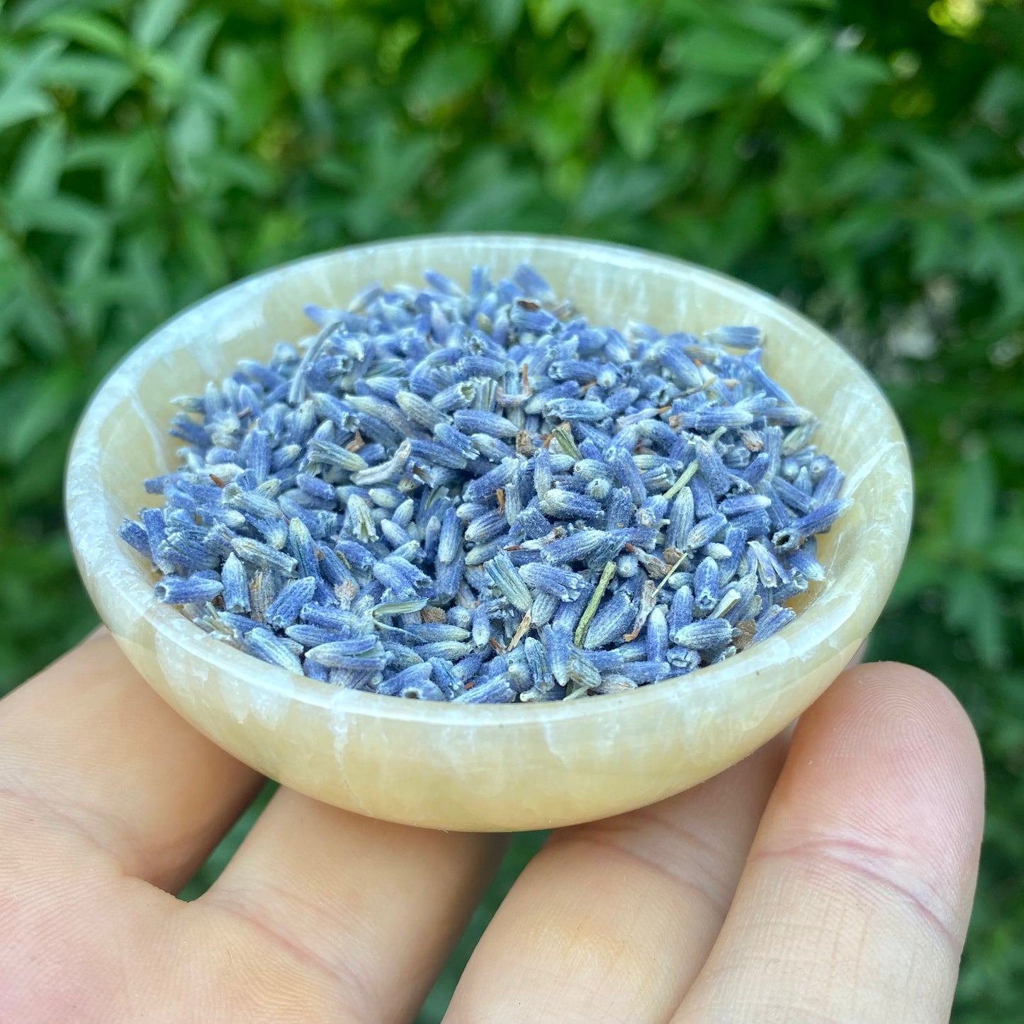 Orange kalcitskål med lavendel Orange kalcitskål med lavendel