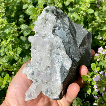 Brandbergquarz in Basalt aus Namibia - 15 cm