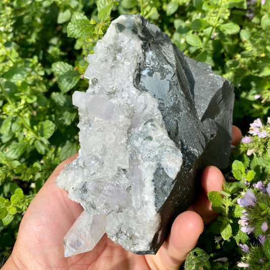 Billede af Brandbergquarz in Basalt aus Namibia - 15 cm